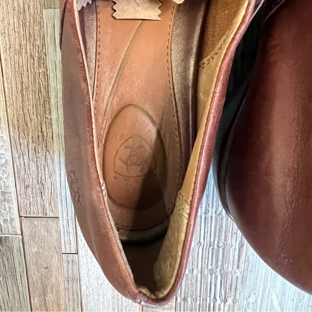 ARIAT Womens Shoes Brown Leather Slip On Wedges Slides Mules Clogs Size 6.5 - Picture 12 of 12
